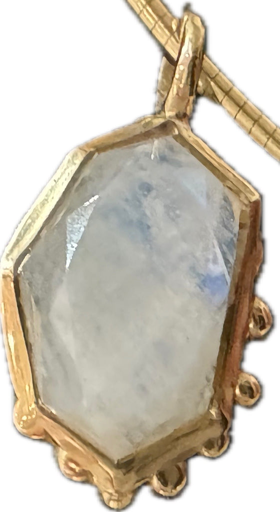 14k Yellow Gold Moonstone Charm