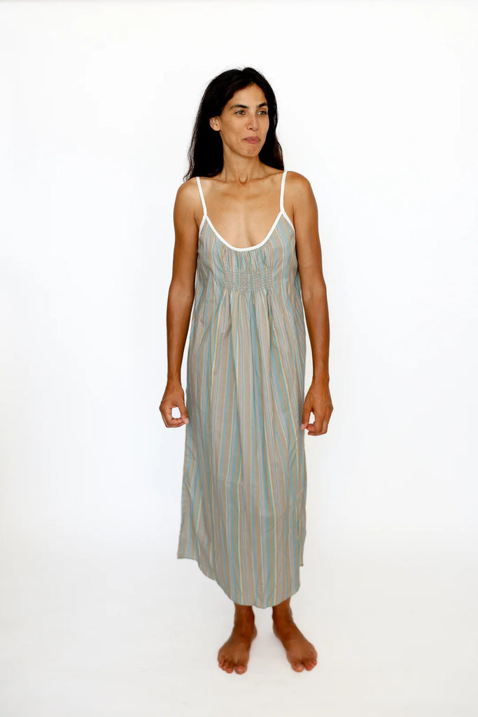 Sleeveless Gown with Shirring, Fergus
