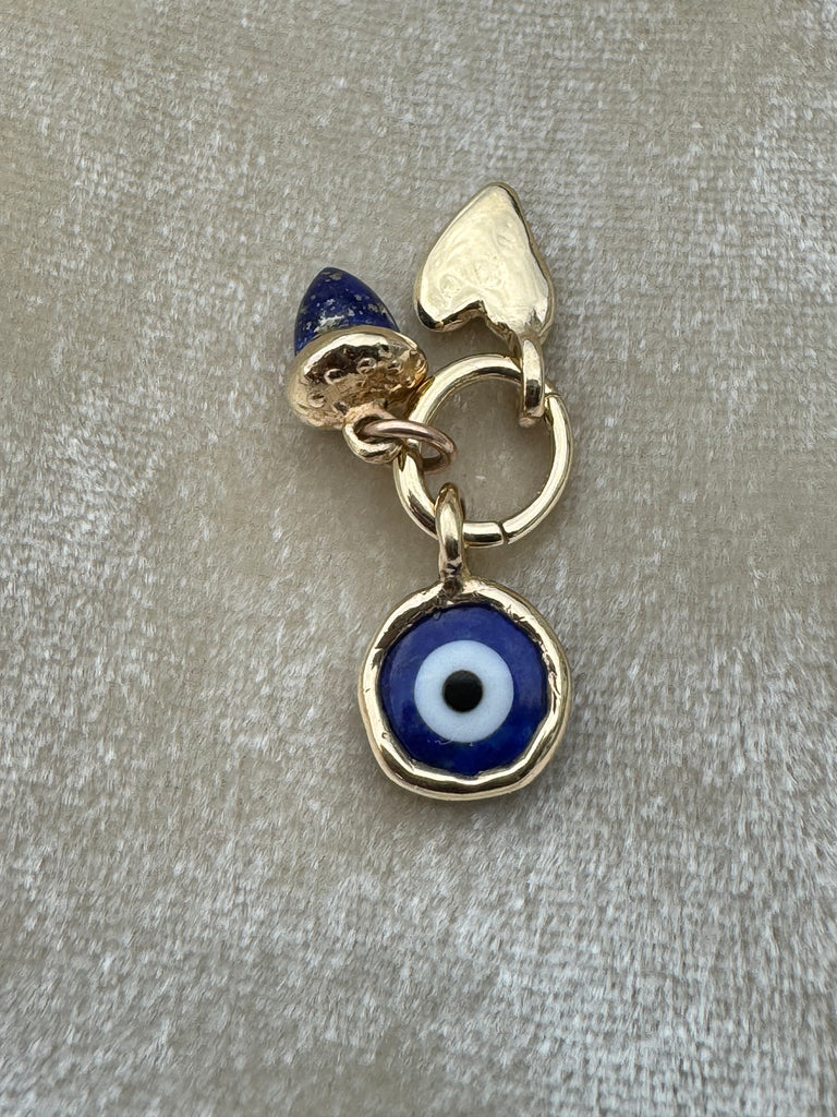 14k yellow gold evil eye charm