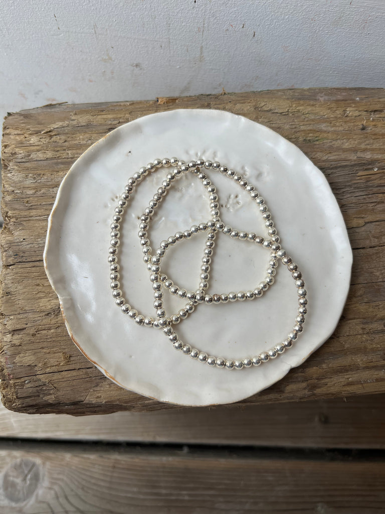 Thick Silver Beaded Bracelet